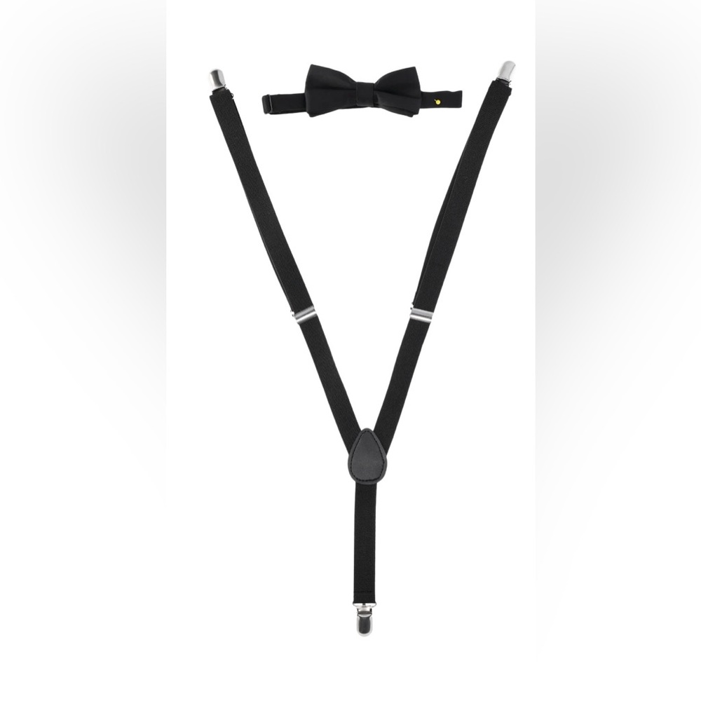 Wonder Nation Black Kids Suspenders with Bow Tie